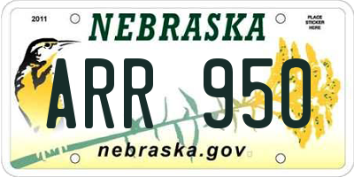 NE license plate ARR950