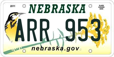 NE license plate ARR953