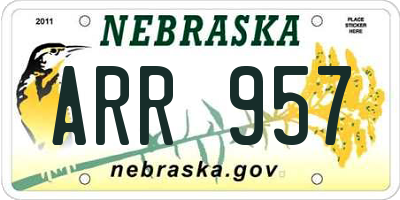 NE license plate ARR957