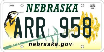 NE license plate ARR958