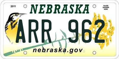 NE license plate ARR962