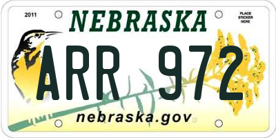 NE license plate ARR972