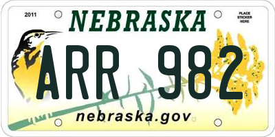 NE license plate ARR982