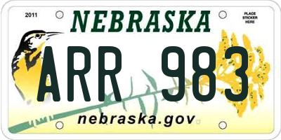 NE license plate ARR983
