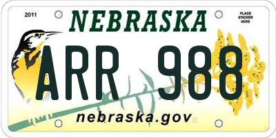 NE license plate ARR988