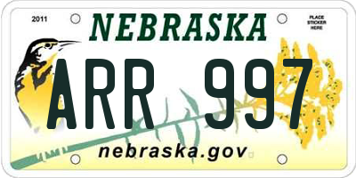 NE license plate ARR997