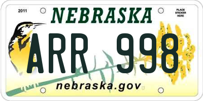 NE license plate ARR998