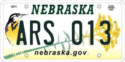 NE license plate ARS013