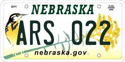 NE license plate ARS022