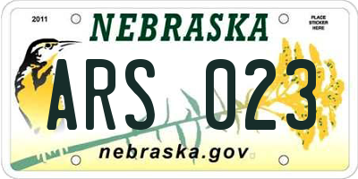NE license plate ARS023