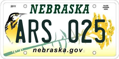 NE license plate ARS025