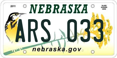 NE license plate ARS033