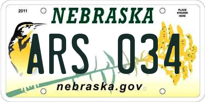 NE license plate ARS034