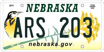 NE license plate ARS203