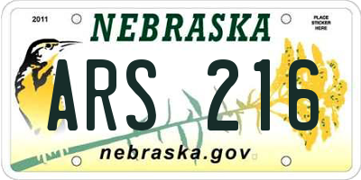 NE license plate ARS216