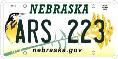 NE license plate ARS223