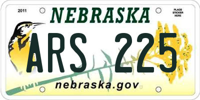 NE license plate ARS225