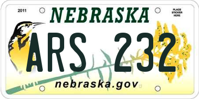 NE license plate ARS232