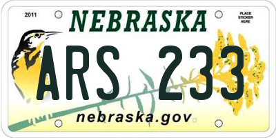 NE license plate ARS233