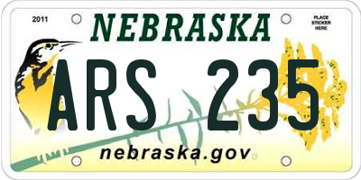 NE license plate ARS235