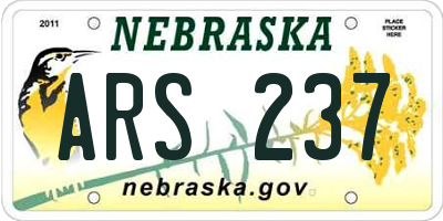 NE license plate ARS237