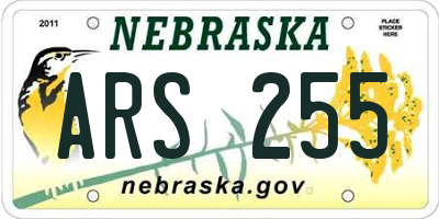 NE license plate ARS255