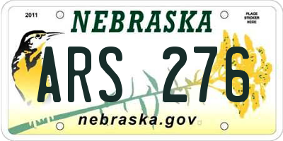 NE license plate ARS276