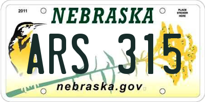 NE license plate ARS315