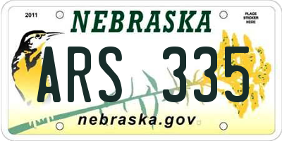 NE license plate ARS335