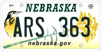 NE license plate ARS363