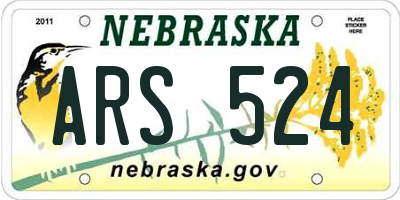 NE license plate ARS524