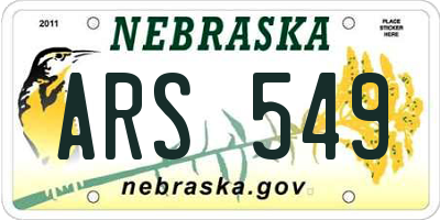 NE license plate ARS549