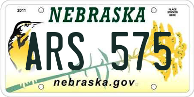 NE license plate ARS575