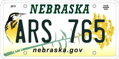 NE license plate ARS765