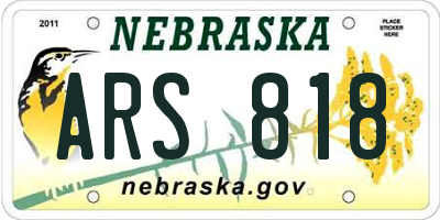 NE license plate ARS818