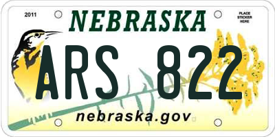 NE license plate ARS822