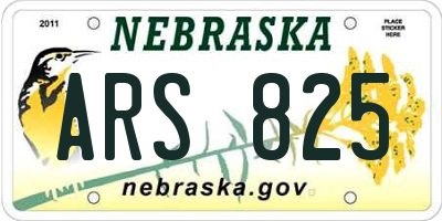 NE license plate ARS825