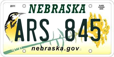 NE license plate ARS845