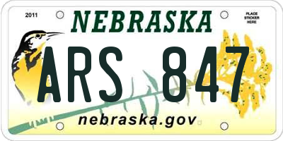 NE license plate ARS847