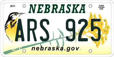 NE license plate ARS925
