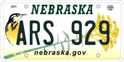 NE license plate ARS929