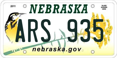 NE license plate ARS935