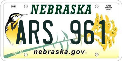 NE license plate ARS961