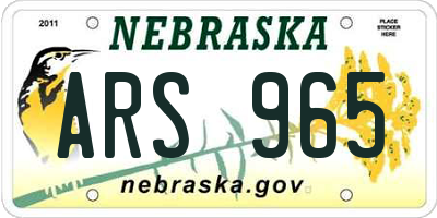 NE license plate ARS965