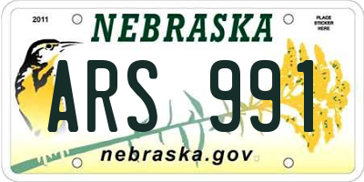 NE license plate ARS991