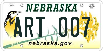 NE license plate ART007