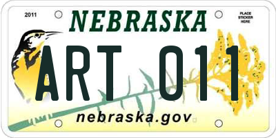 NE license plate ART011