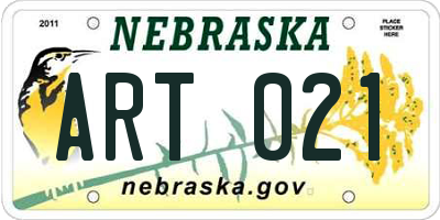 NE license plate ART021