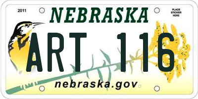 NE license plate ART116