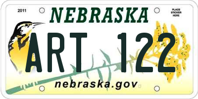 NE license plate ART122